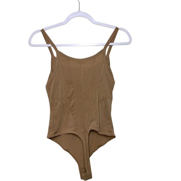Free People That Girl Corset Bodysuit Women S Tan Stretch Lightweight Boho NWT - Picture 2 of 8